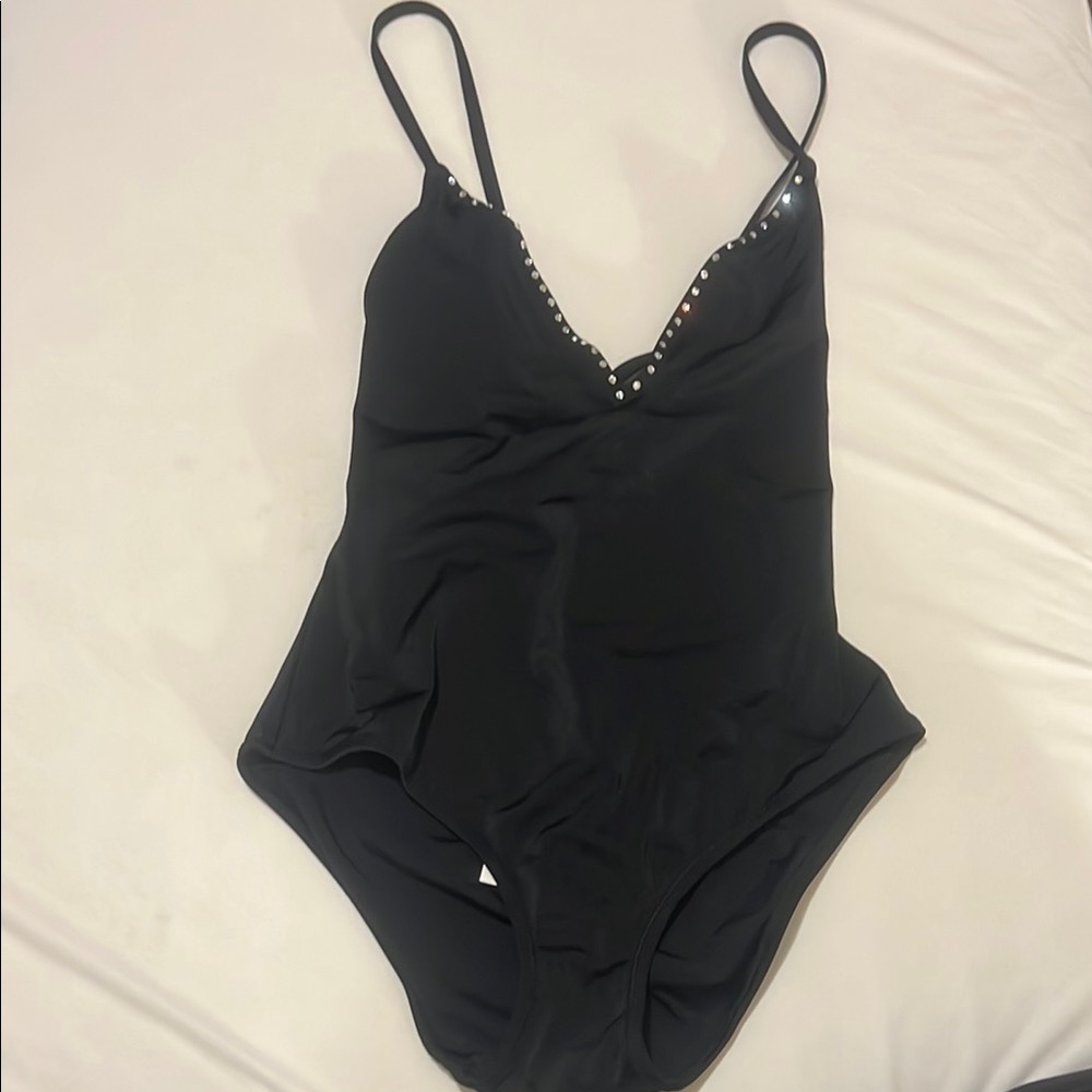 Aqua Black Plunge One Piece Swimsuit
